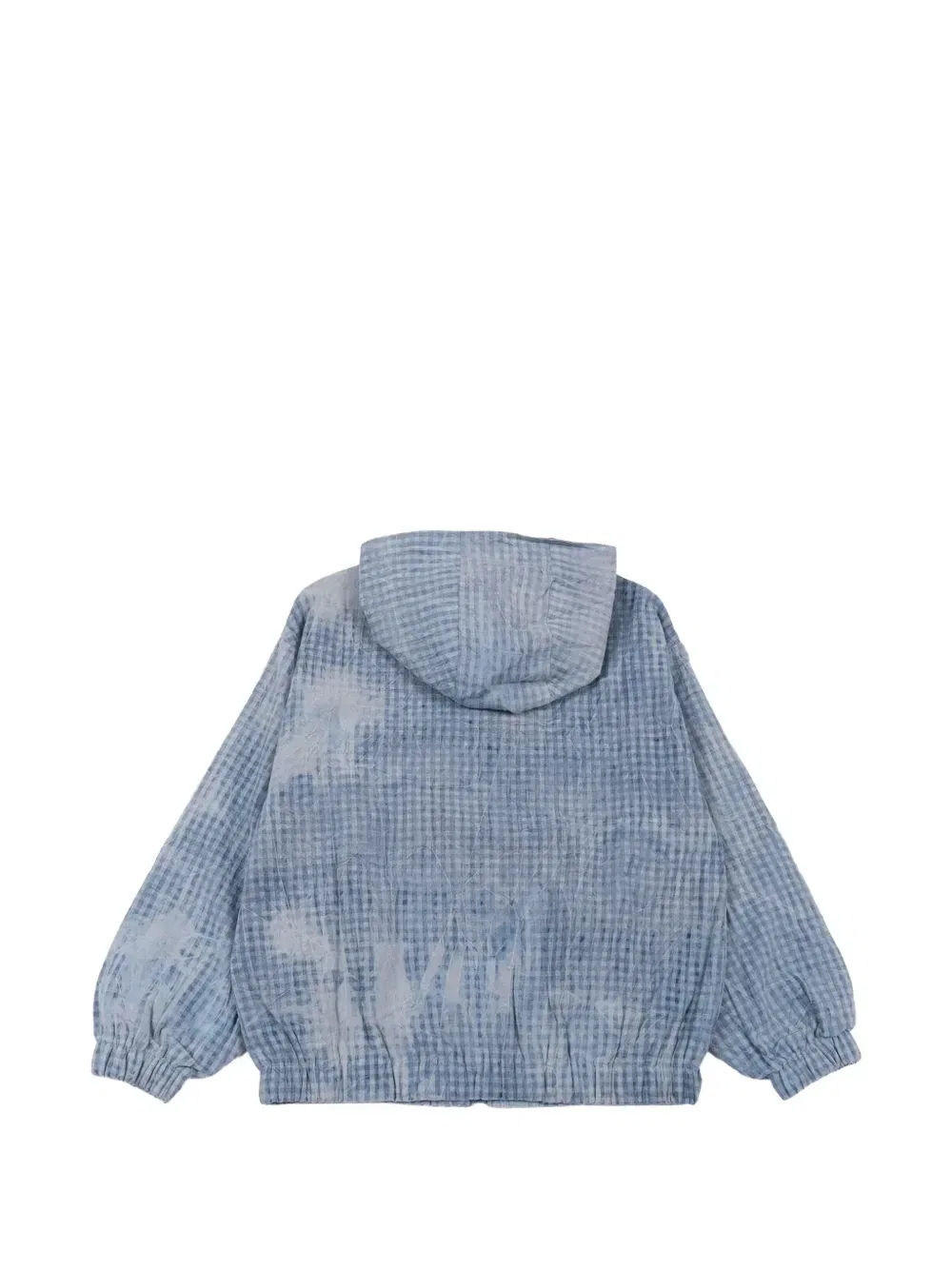 Джинсовая куртка в клетку с капюшоном Msgm Kids, синий — фото 2