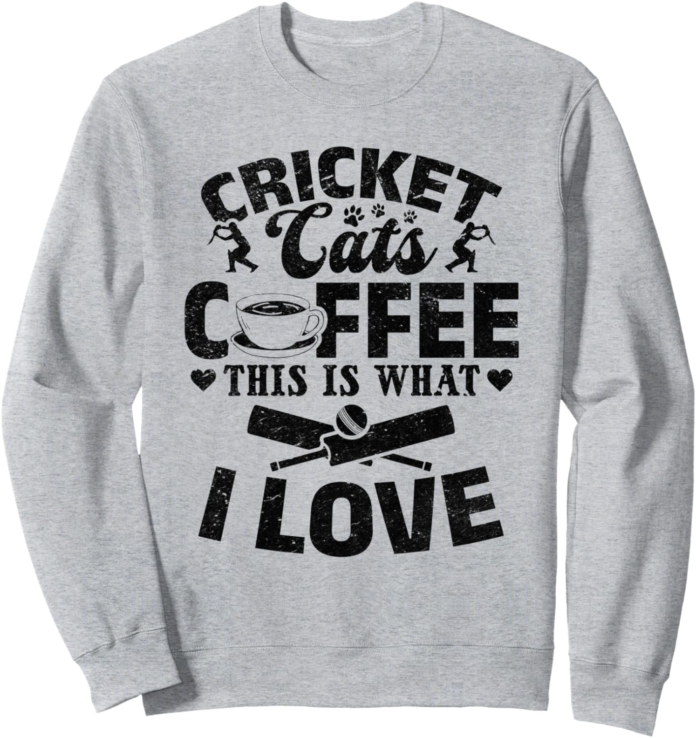 

Футболка с надписью «Cricket Cats Coffee This Is What I Love Cricket Player» Cricketing Cricket Player & Cat Lover, серый