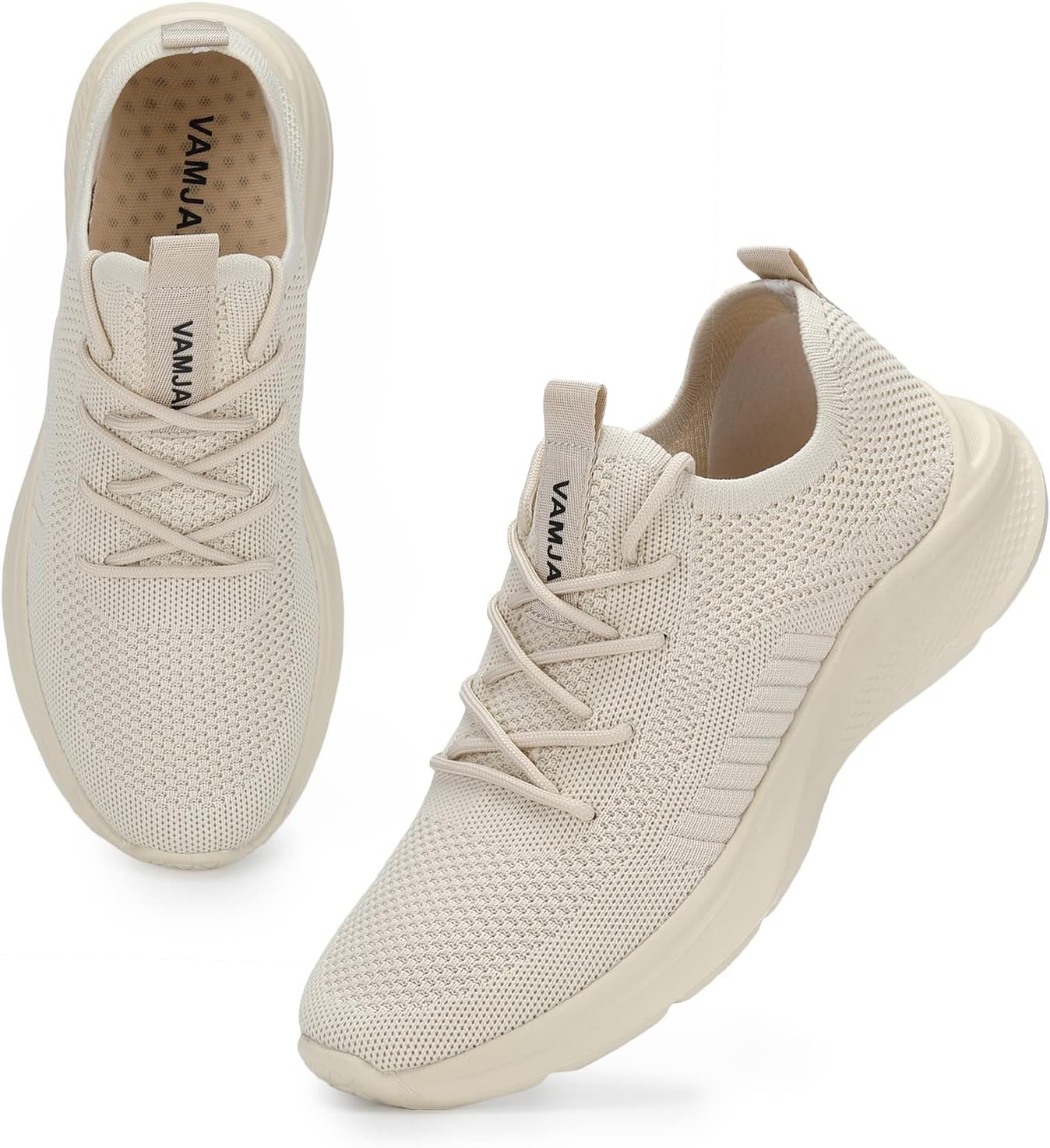 

Мужские кроссовки VAMJAM для бега - модные кеды, легкие и дышащие, с верхом из вязаной сетки, шнуровкой, для ходьбы, тренировок и повседневного спорта, белый