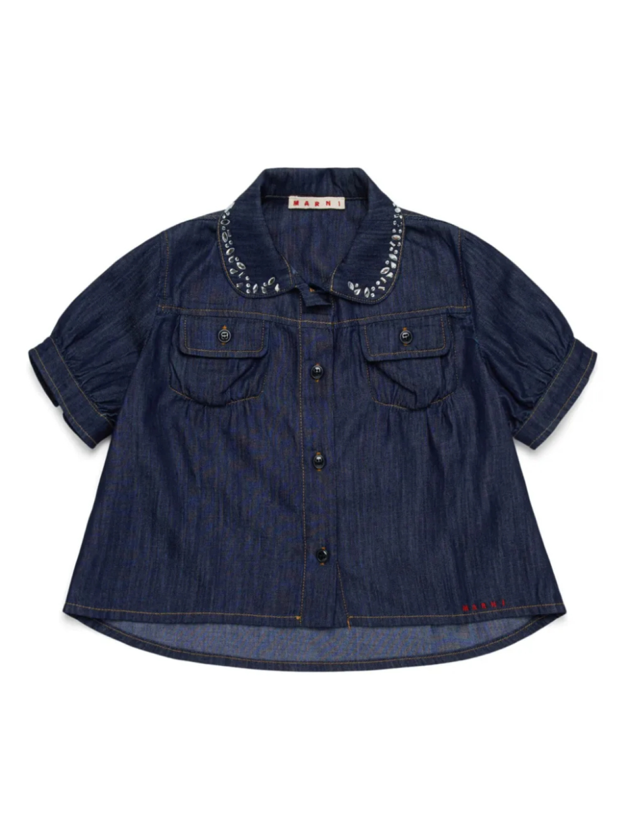

Marni Kids рубашка со стразами, синий