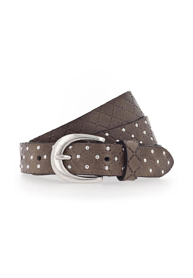

Ремень из кожи с заклепками Lilou B.Belt, серый