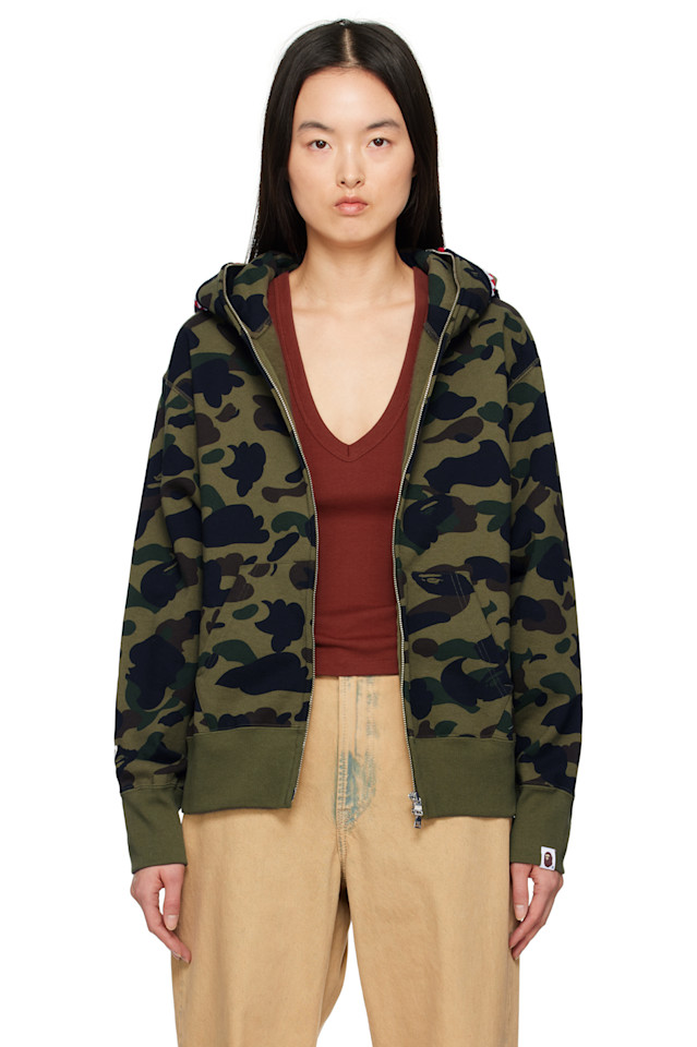 

Камуфляжный худи с молнией Abc Shark Bape, зеленый