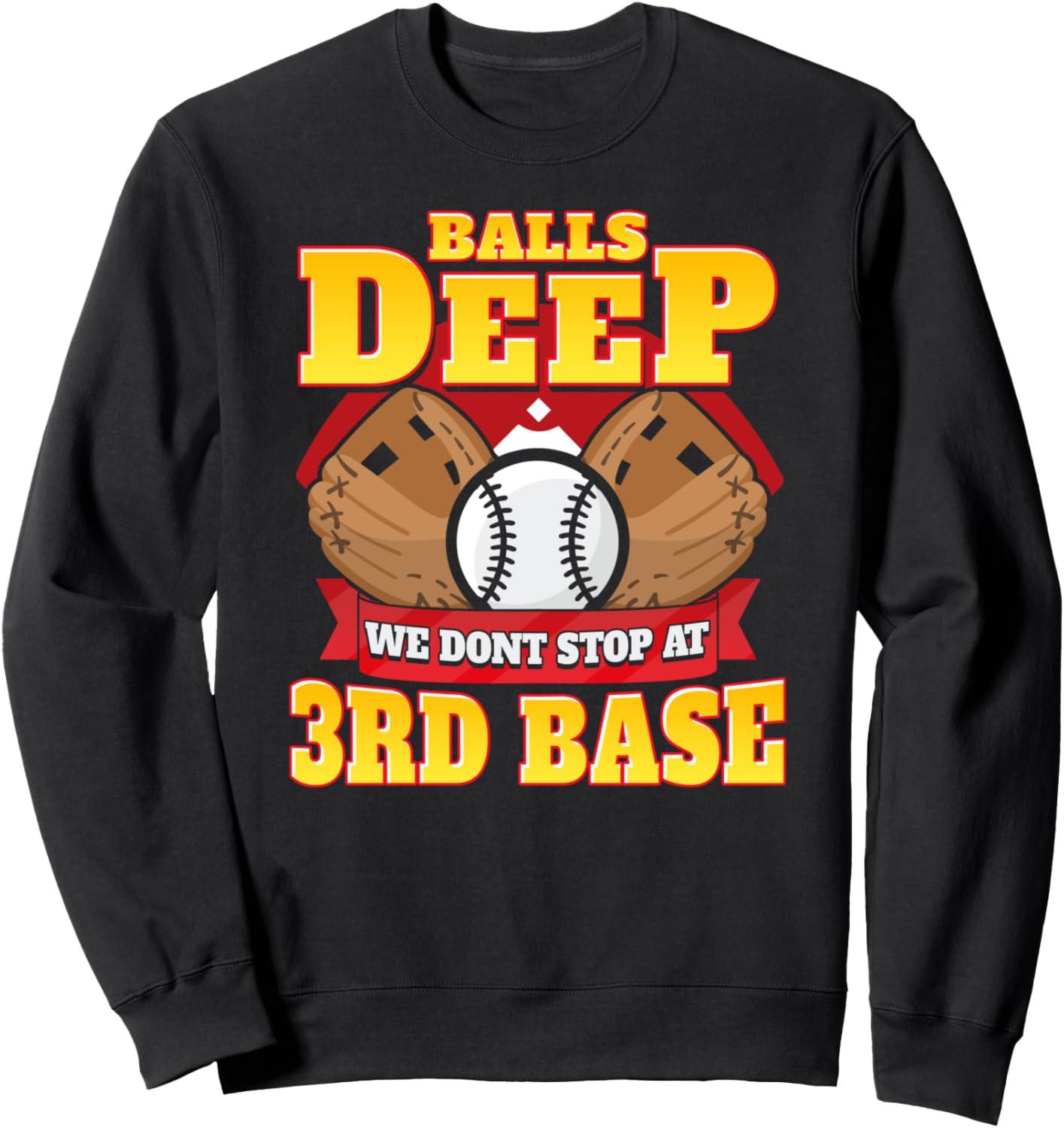 

Толстовка с надписью Balls Deep We Don't Stop At Third Base Outfield Long Ball, черная Balls Deep Third Base Coach Swag