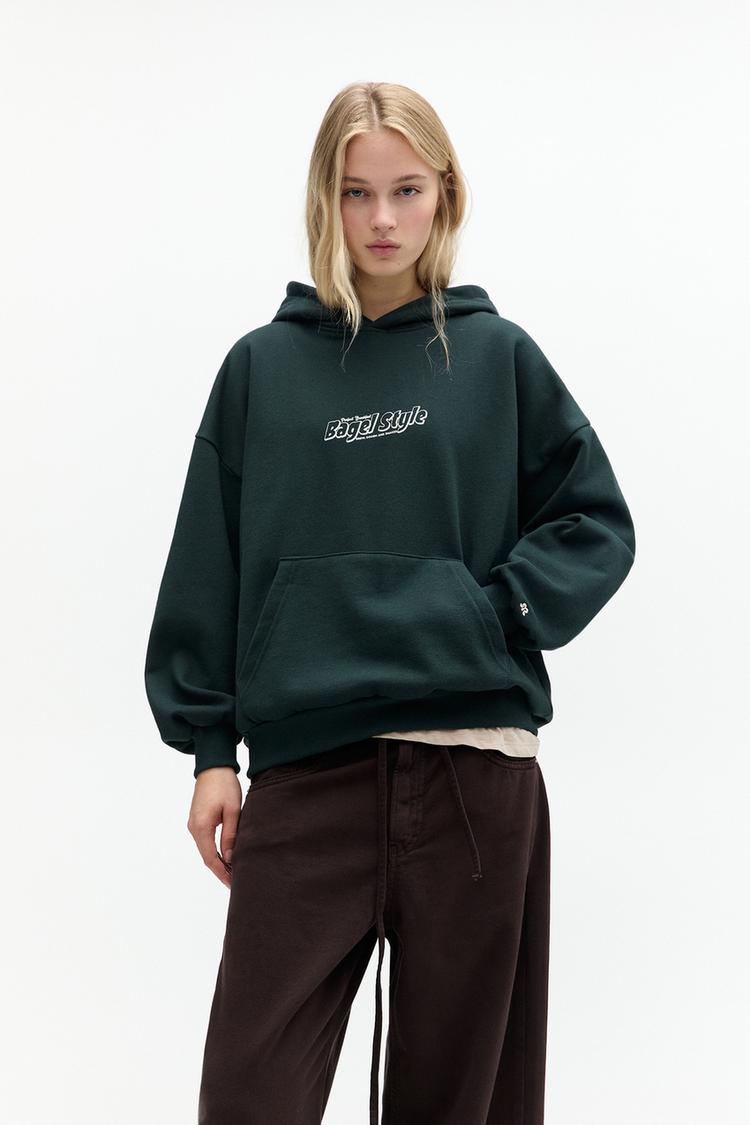 

Толстовка с капюшоном «Бублик» Pull And Bear, зеленый