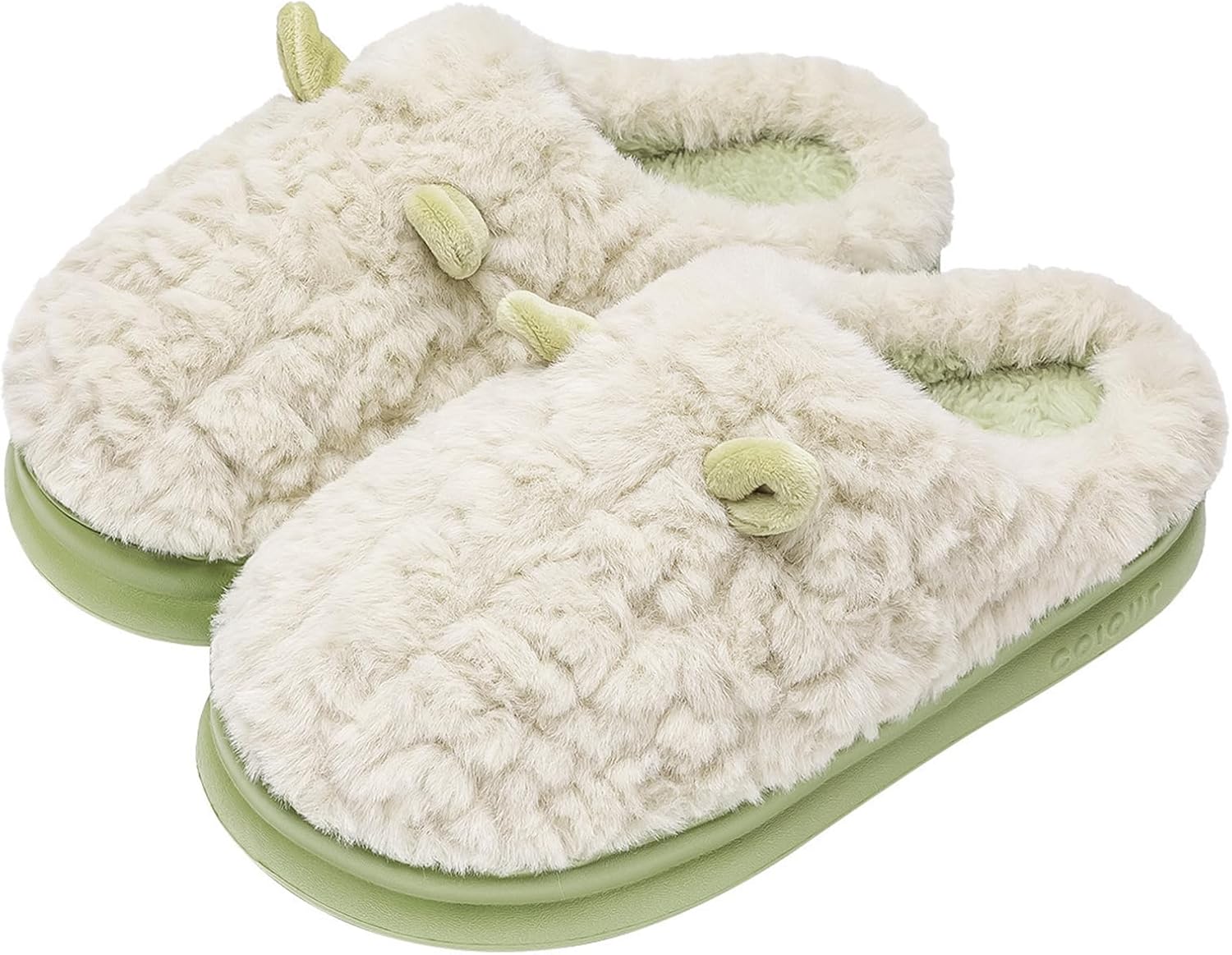 

Женские и мужские плюшевые тапочки с эффектом памяти и рогами оленя, удобные зимние тапочки с мягкой подкладкой, толстой подошвой для дома и улицы (размер 40/41 EU, белые) Znel