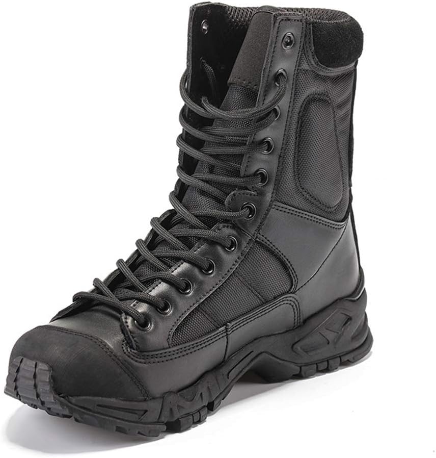 

Мужские тактические ботинки, высокие наружные для кемпинга и походов, армейские ботинки, боевые черные - 44/UK 9.5/US 10 Jlfzc