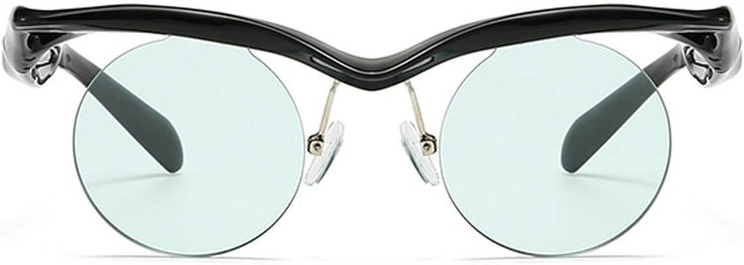 

Солнцезащитные очки в стиле панк с маленькой круглой оправой для женщин и мужчин, 2024 год, роскошные винтажные солнцезащитные очки без оправы для женщин, защита от УФ-излучения UV400 mincl, Black Blue