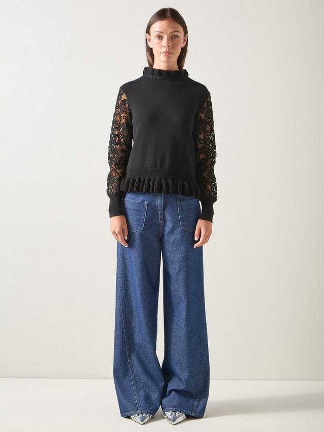 

LKB London Viv топ с кружевными рукавами L.K.Bennett, Black