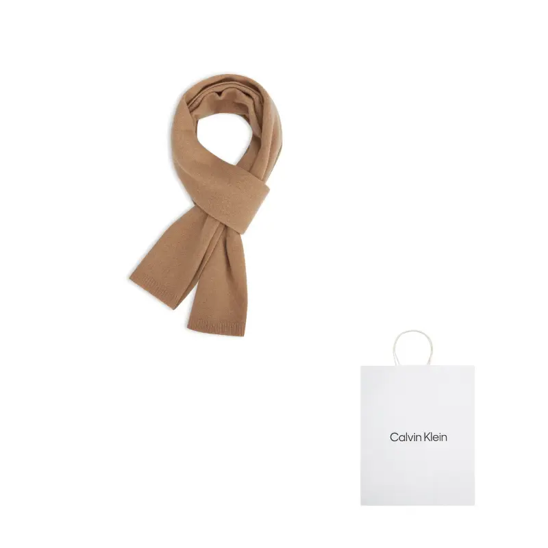 

Calvin Klein Вязаный шарф мужской верблюжий, GES-Camel