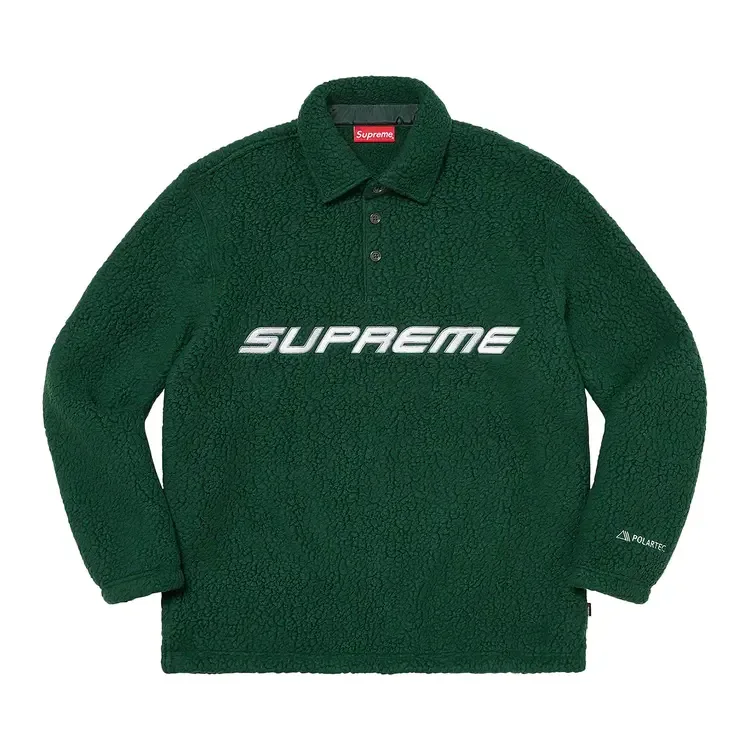 Поло с длинными рукавами Supreme x Polartec, темно-зеленый