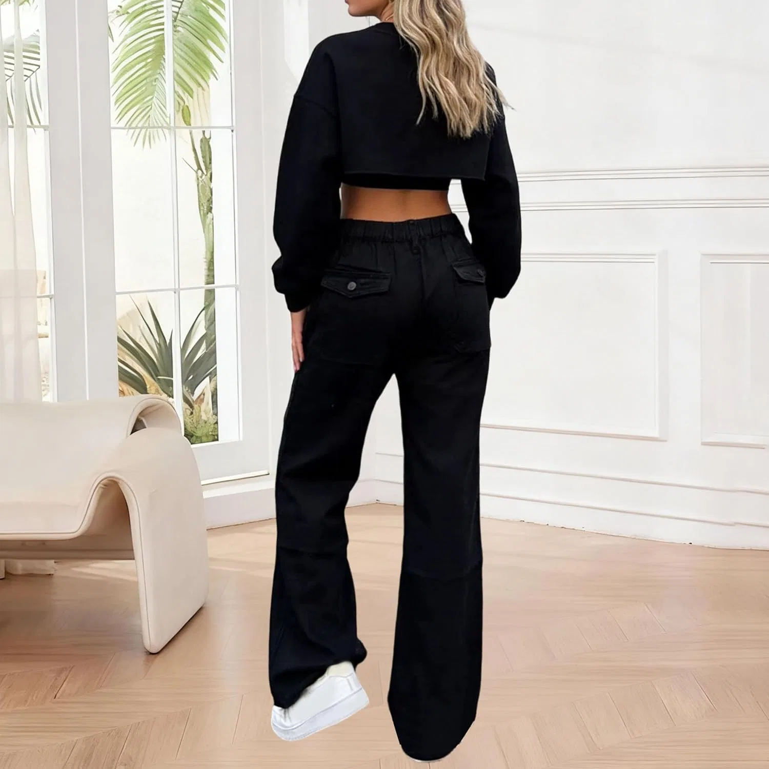 Джинсы свободные Baggy Wide Leg, Черный — фото 3