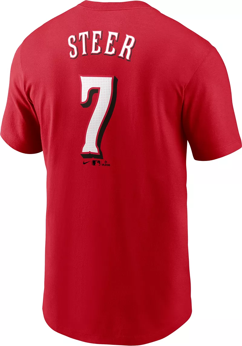 Мужская красная футболка Nike Cincinnati Reds Spencer Steer #7 — фото 3