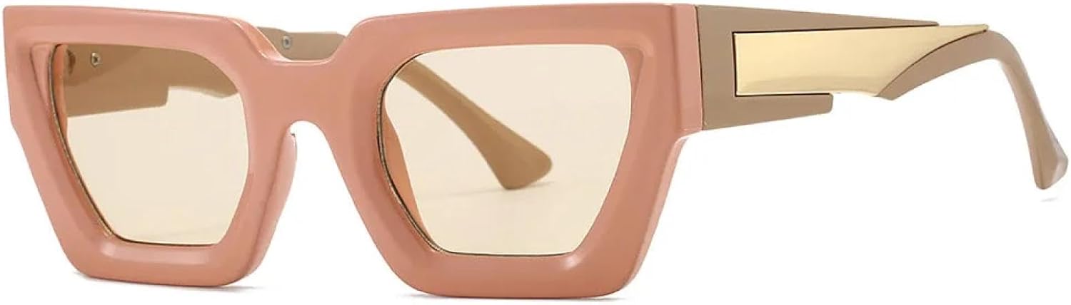 

Классические солнцезащитные очки в крупной оправе для женщин и мужчин, роскошные винтажные солнцезащитные очки, популярные розовые панк-очки для улицы, защита от УФ-излучения UV400 TKKTLLT, Pink Champagne