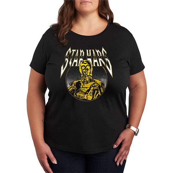 

Футболка Plus size с принтом C-3PO Star Wars, Black, Черный, Футболка Plus size с принтом C-3PO Star Wars, Black
