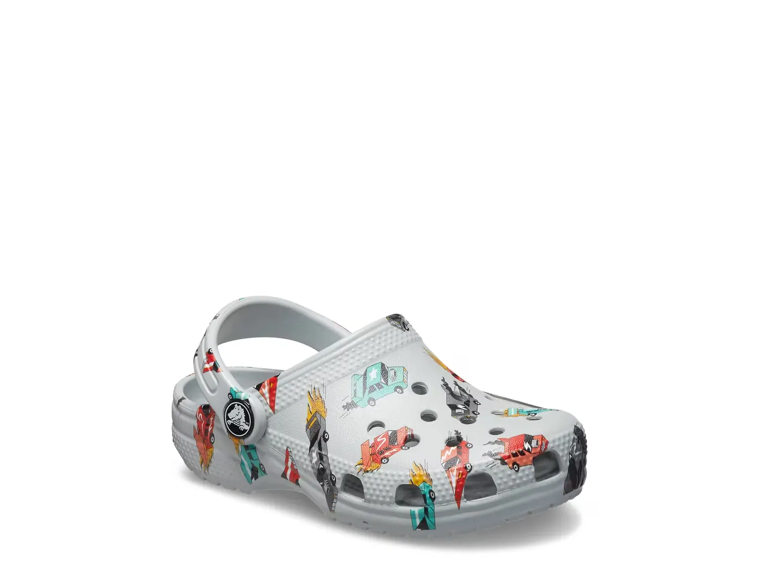 

Классические кроксы с принтом гоночного автомобиля - детские Crocs, Light Grey/Multicolor