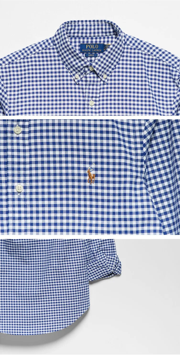 Женская приталенная спортивная рубашка Oxford синяя от Polo Ralph Lauren — фото 4