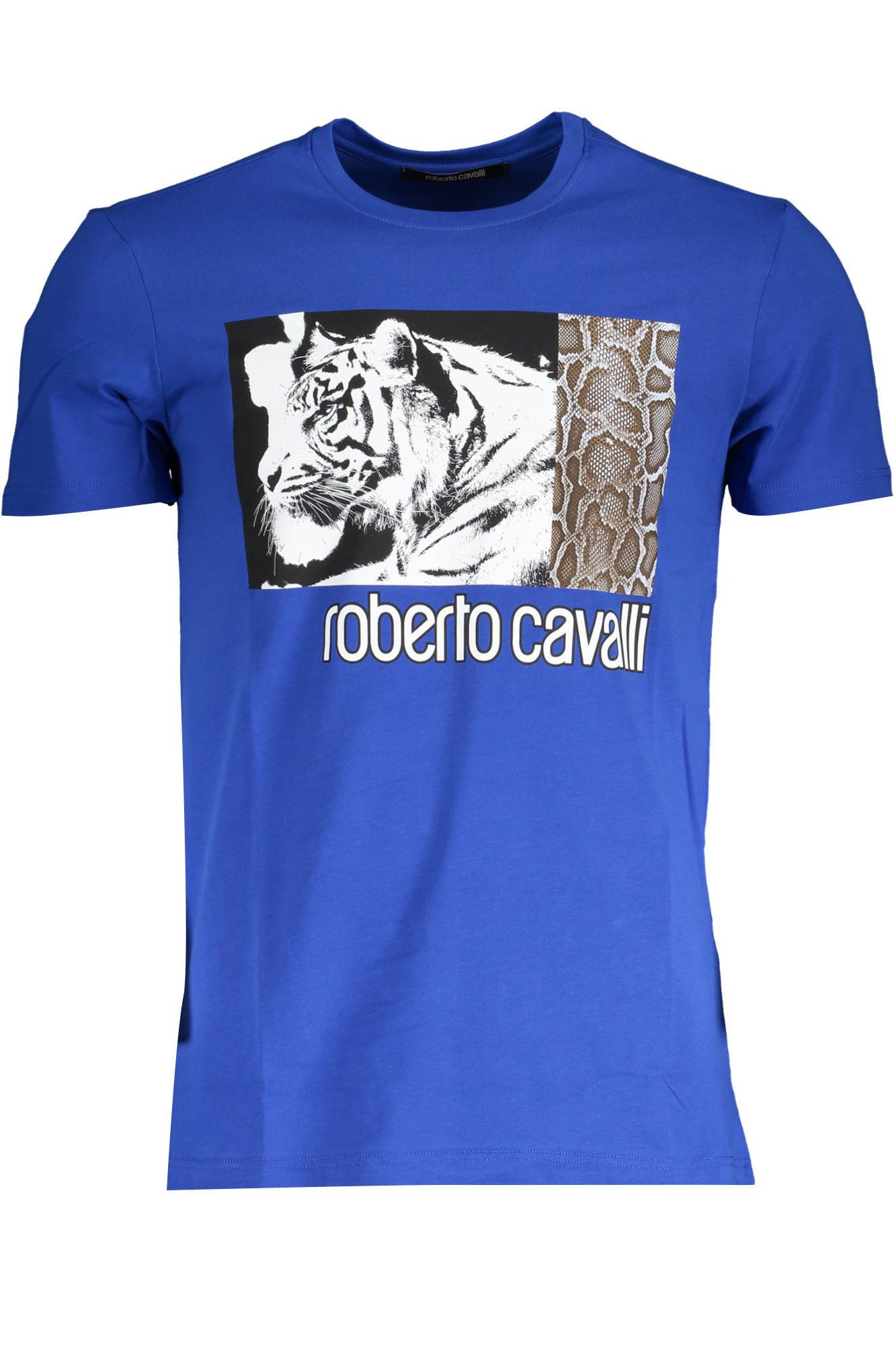 

Синяя хлопковая мужская футболка Roberto Cavalli