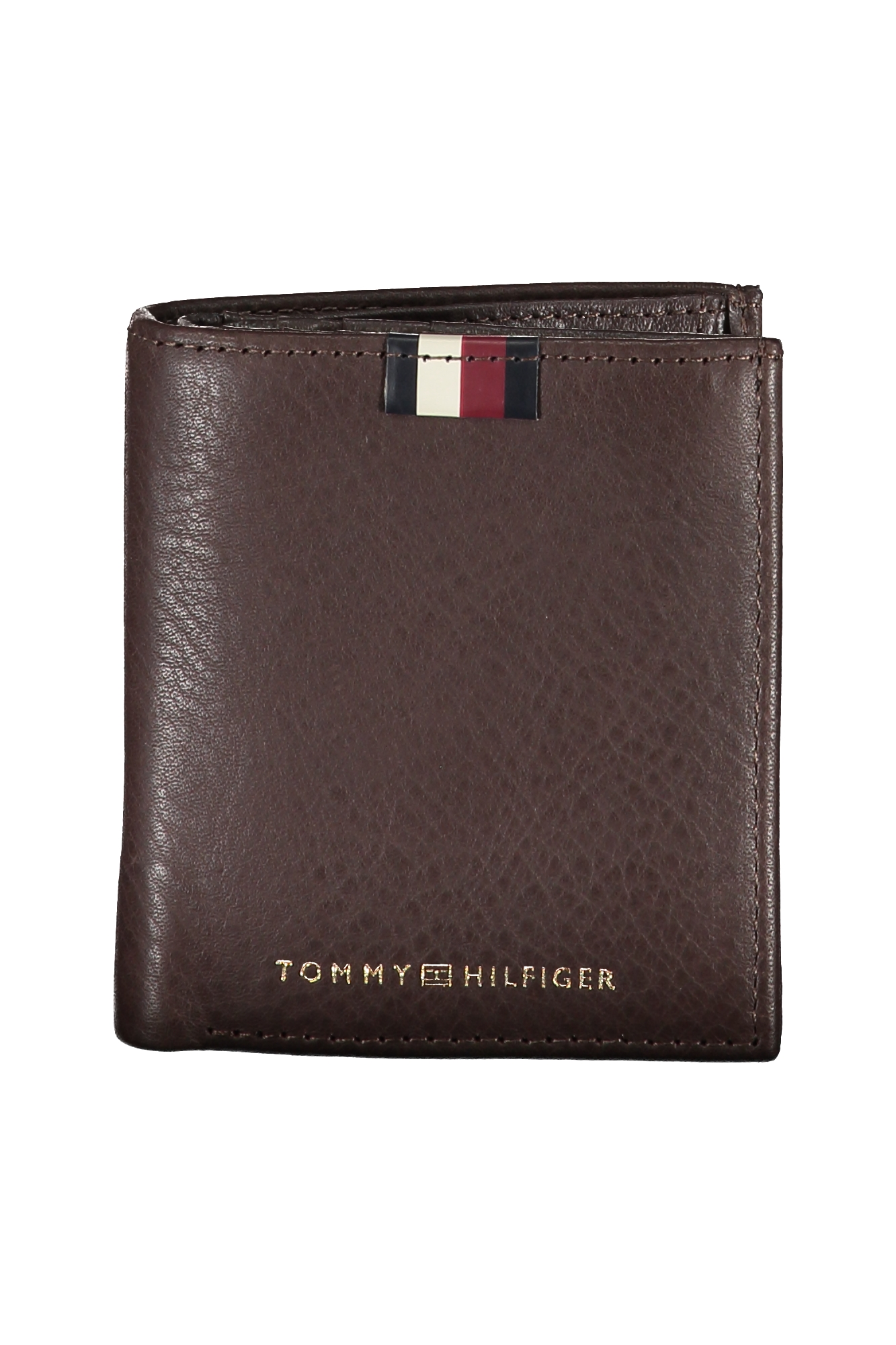 

Мужской кошелек Tommy Hilfiger кожаный с 2 отделениями и полосками, коричневый