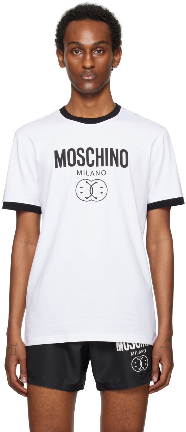 

Белая футболка с двойным смайликом Moschino
