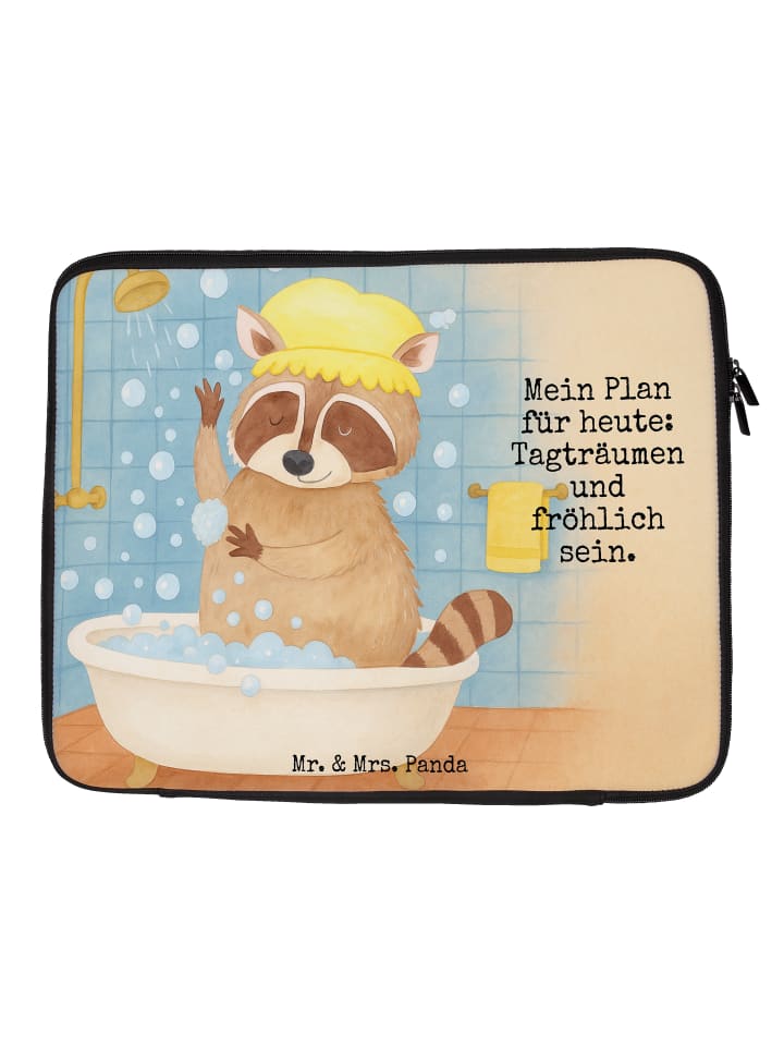 

Mr. & Mrs. Panda Сумка для ноутбука с изображением енота и надписью белого цвета