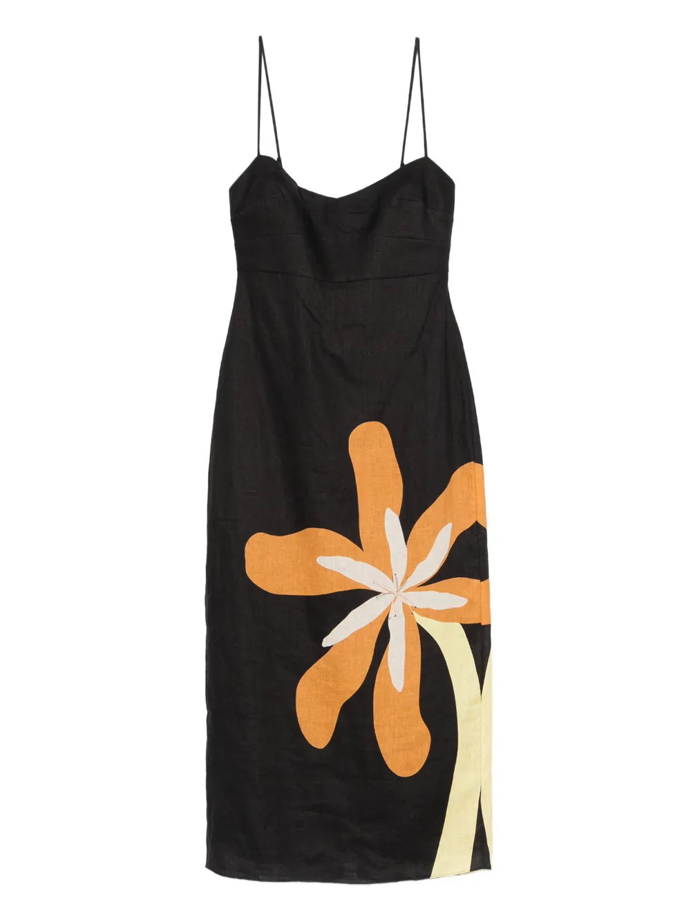 

Миди-платье с цветочными бретельками Cala De La Cruz, черный