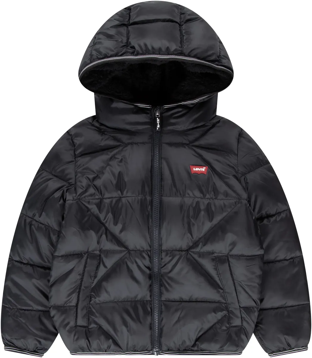 

Детская стеганая куртка Levi's "LVB SHERPA LINED PUFFER JKT", с капюшоном, для МАЛЬЧИКОВ с капюшоном Levi'S Kids, черный