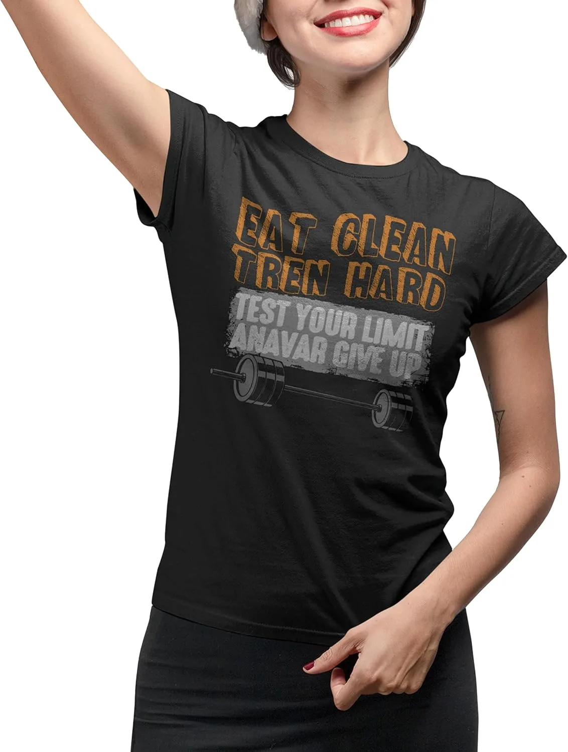 

Мотивационная футболка для спортзала Eat Clean, Tren Hard, Test Your Limit, Anavar Give Up Hangsco