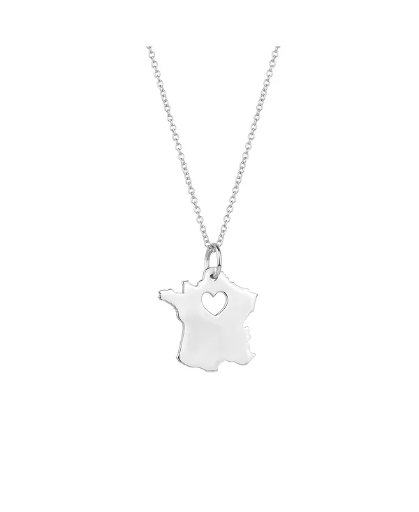 

Ожерелье в форме сердца с картой Франции, стерлинговое серебро Spero London, silver