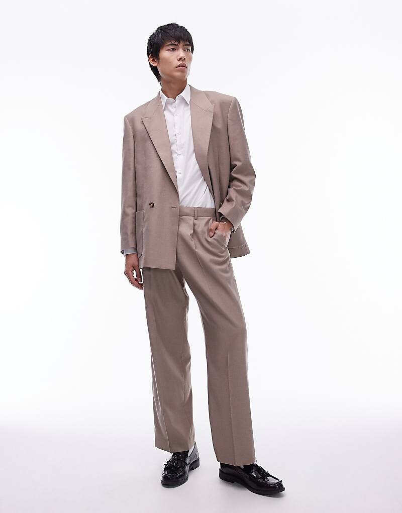 

Topman – серо-бежевые костюмные брюки с широкими штанинами