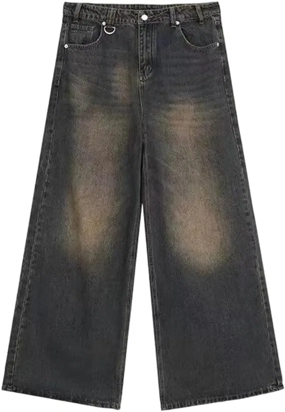 Джинсы прямые широкие Retro Washed, Dark Blue