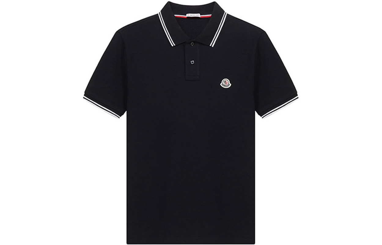 Поло с логотипом Moncler из хлопка, темно-синий — фото 2