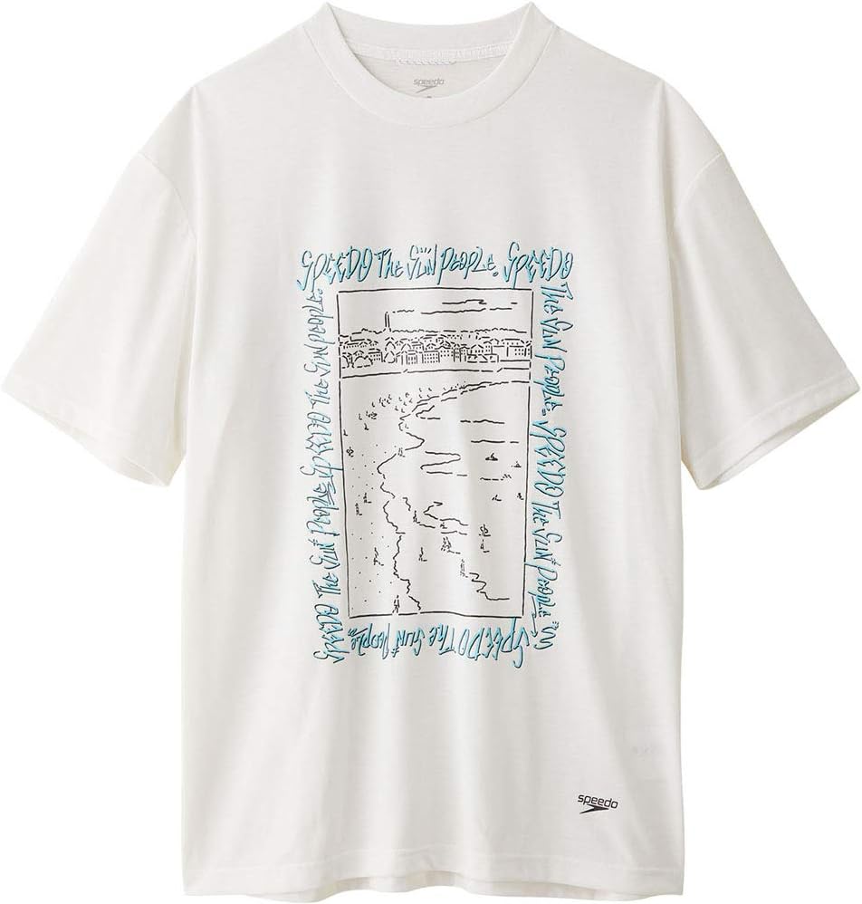 

Мужская футболка Speedo с коротким рукавом и монохромным графическим принтом, SA32027, для бассейна, плавания и повседневной носки, белый