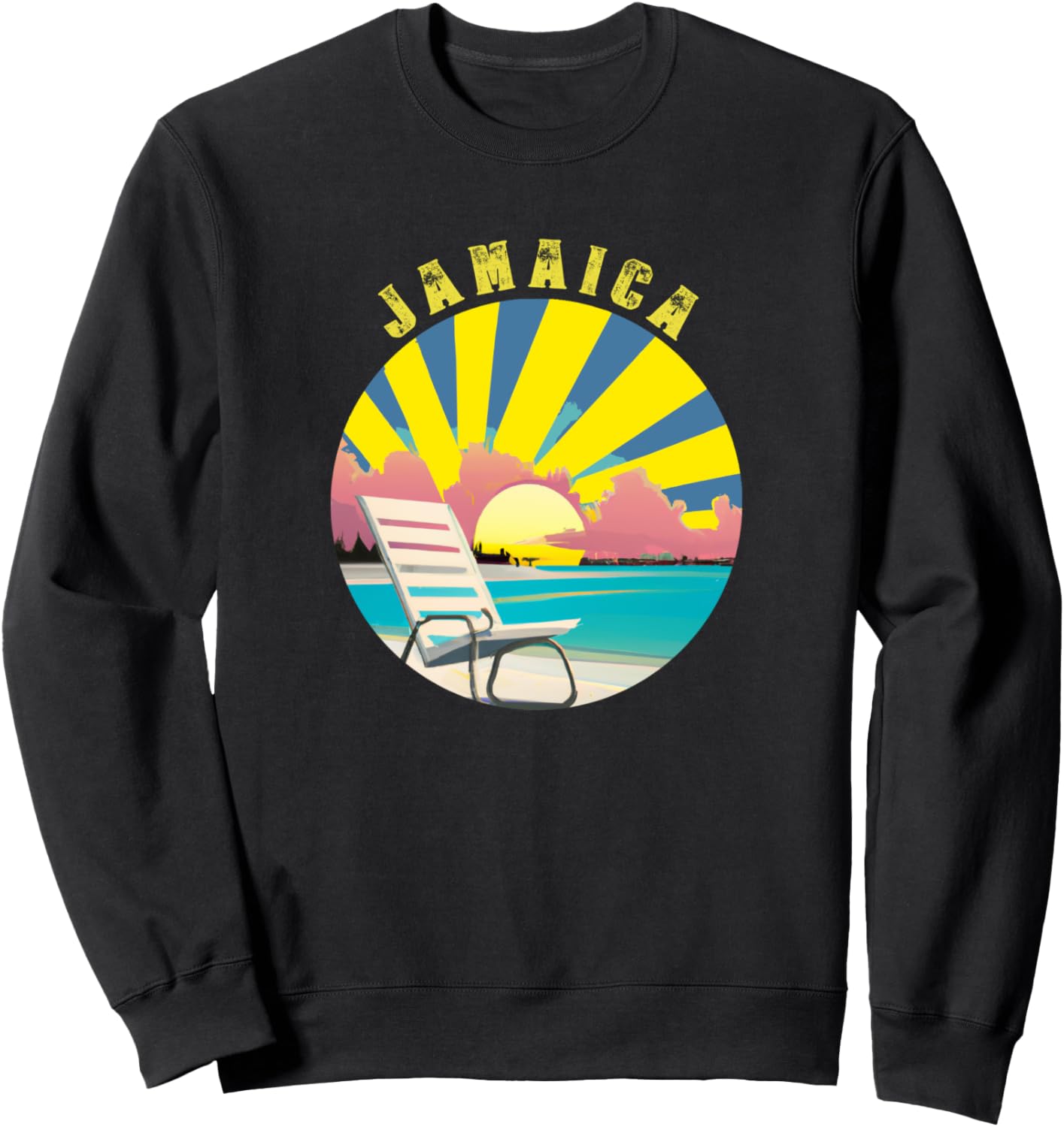 

Толстовка в стиле ретро «Ямайский закат и пляжный отдых» Jamaica Retro Souvenir Apparel, черный