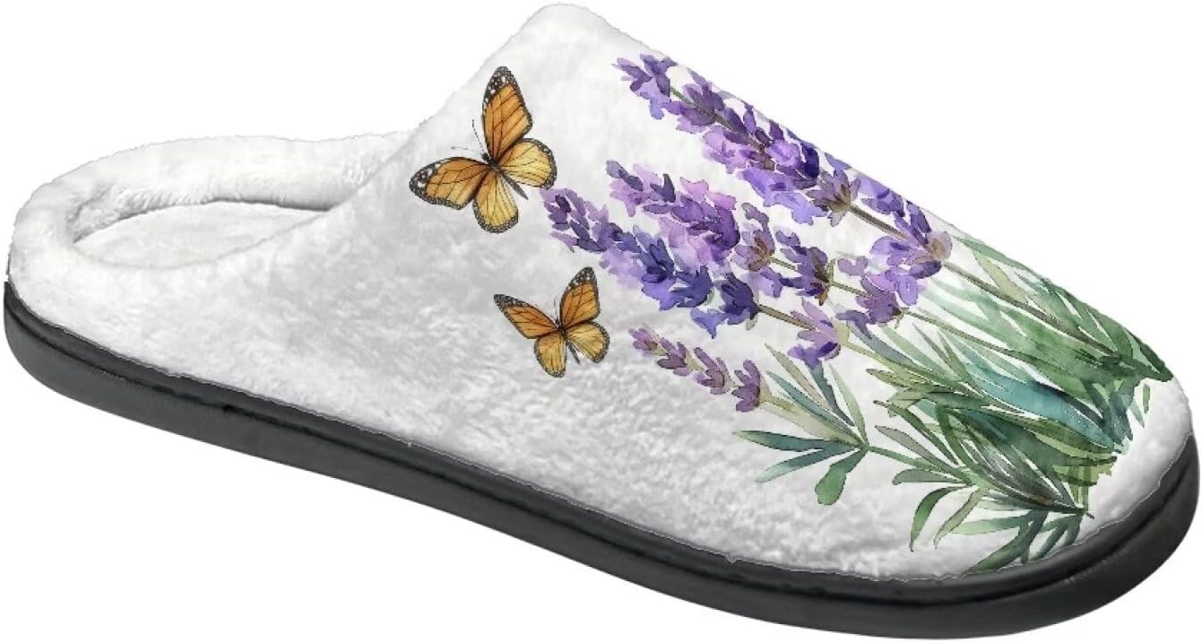 

Тапочки для женщин и мужчин, домашние мягкие плюшевые тапочки с мемори-пеной, теплые Rweroyiu, Tulip Butterfly