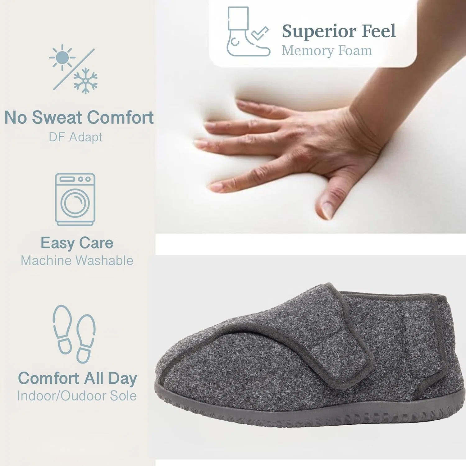 Тапочки диабетические из пеноматериала с эффектом памяти EUROPEAN SOFTEST, Sherpa Anthracite — фото 3