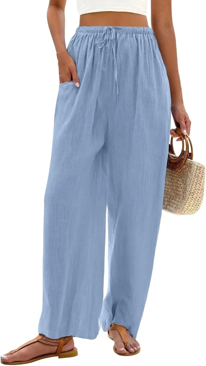 

Кенвина Льняные брюки палаццо для женщин летние пляжные Kenvina