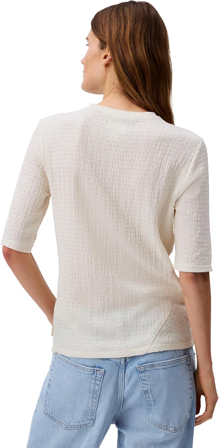 Женский текстурированный трикотажный топ Calvin Klein Jeans с рукавами 3/4, Beige — фото 2