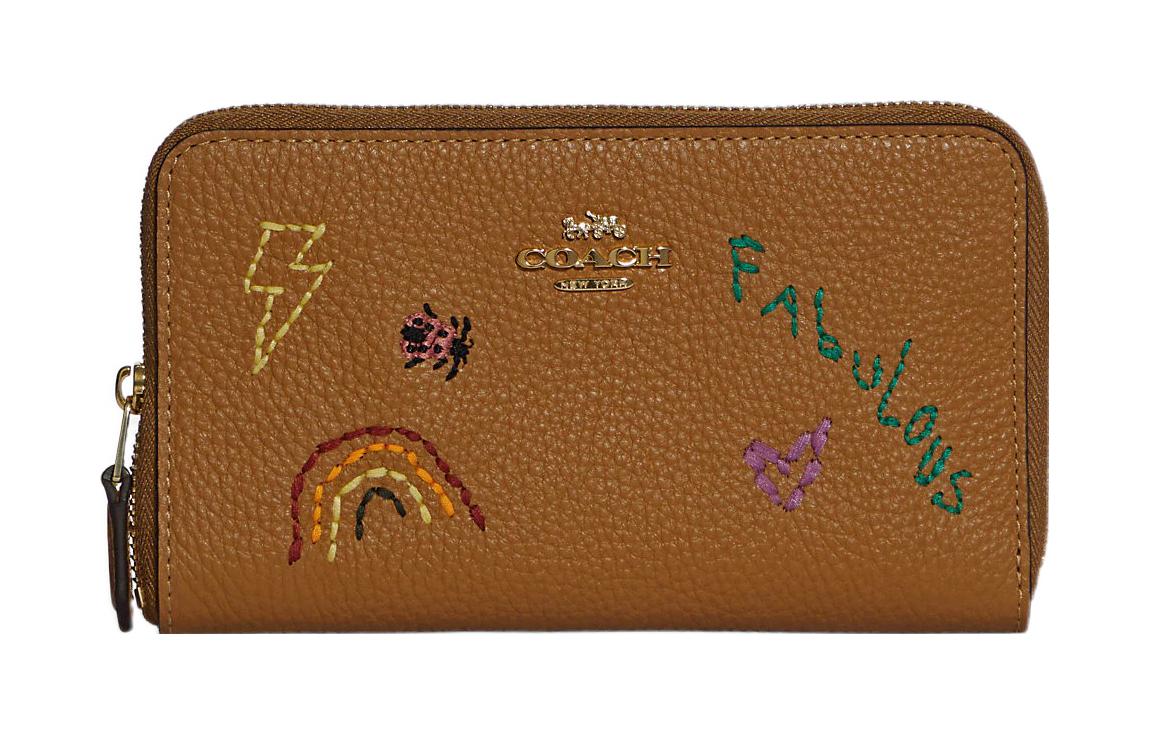 

COACH Дневник для вышивки в коллаборации с Id молния кошелёк кожаный клатч монетница женский коричневый