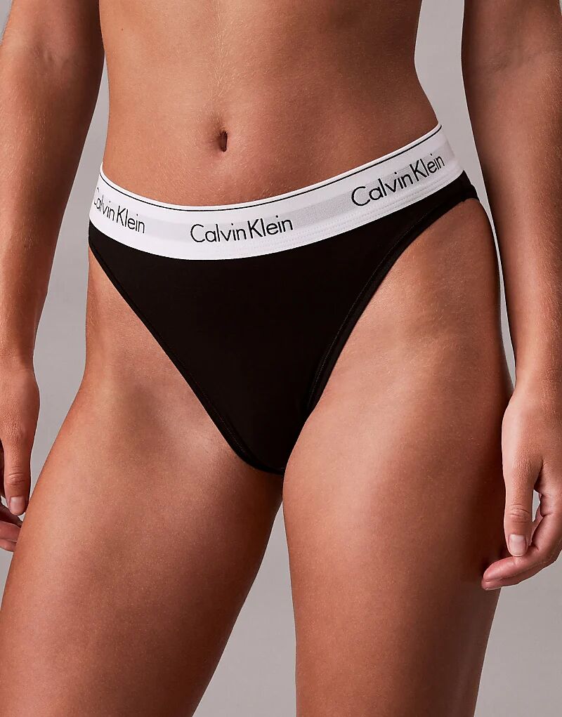 

Бикини Calvin Klein с высоким вырезом бедра из модала черного цвета