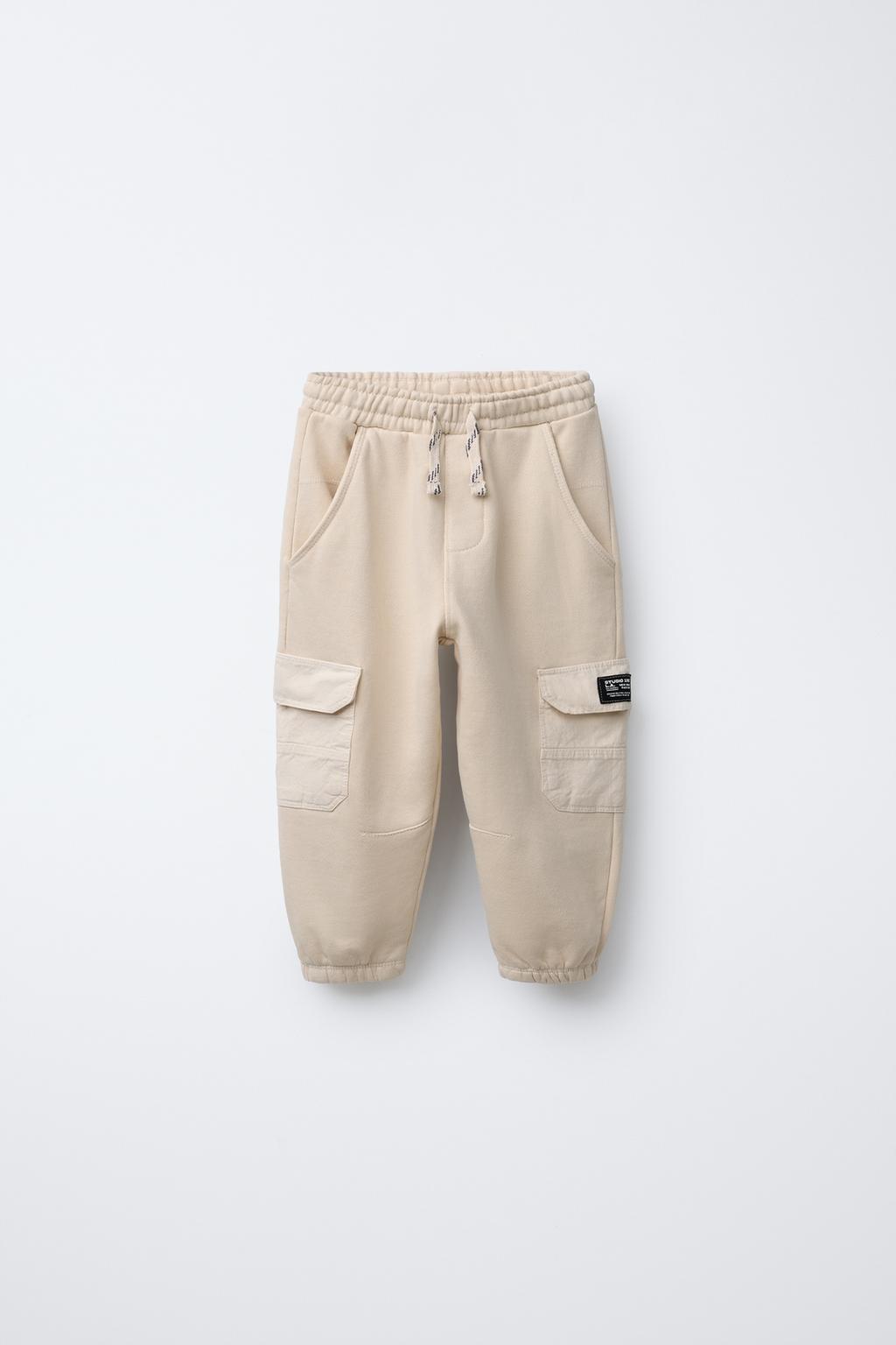 

Брюки для бега карго ZARA, экрю