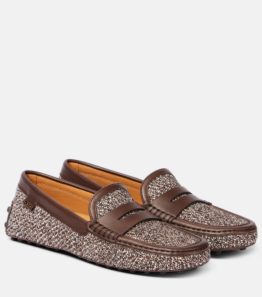Водительские туфли из твида с отделкой из кожи Gommino Tod's, Palissandro+Marrone Africa