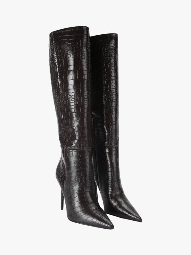 Кожаные сапоги до колена на шпильке Tassa KG Kurt Geiger, Brown — фото 2