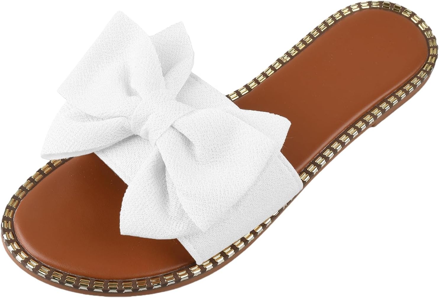 

Женские сандалии с бантом, открытый носок, шлепанцы, удобные повседневные туфли, пляжные сандалии для путешествий и отдыха, летние прогулочные сандалии, модная обувь для улицы Movnebyro, белый