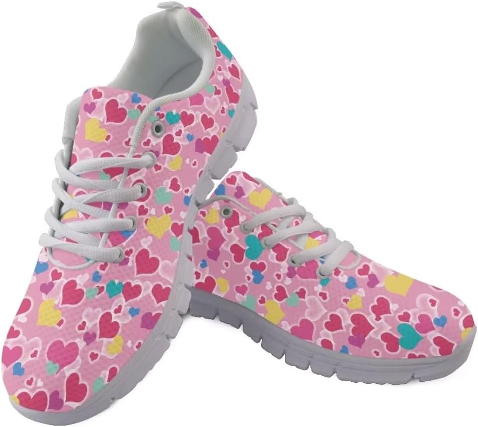 

Женские кроссовки Jeiento Fashion для прогулок на открытом воздухе, дышащие сетчатые кроссовки для тренировок и повседневной носки, мужские спортивные беговые кроссовки, обувь на День святого Валентина, Color Hearts