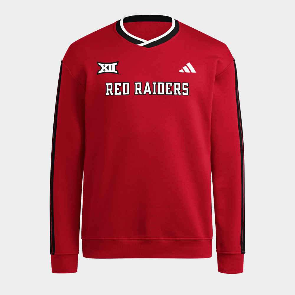 

Толстовка Adidas Texas Tech Red Raiders 3-Stripes Fleece Jersey Crew, цвет Team Power Red/Black