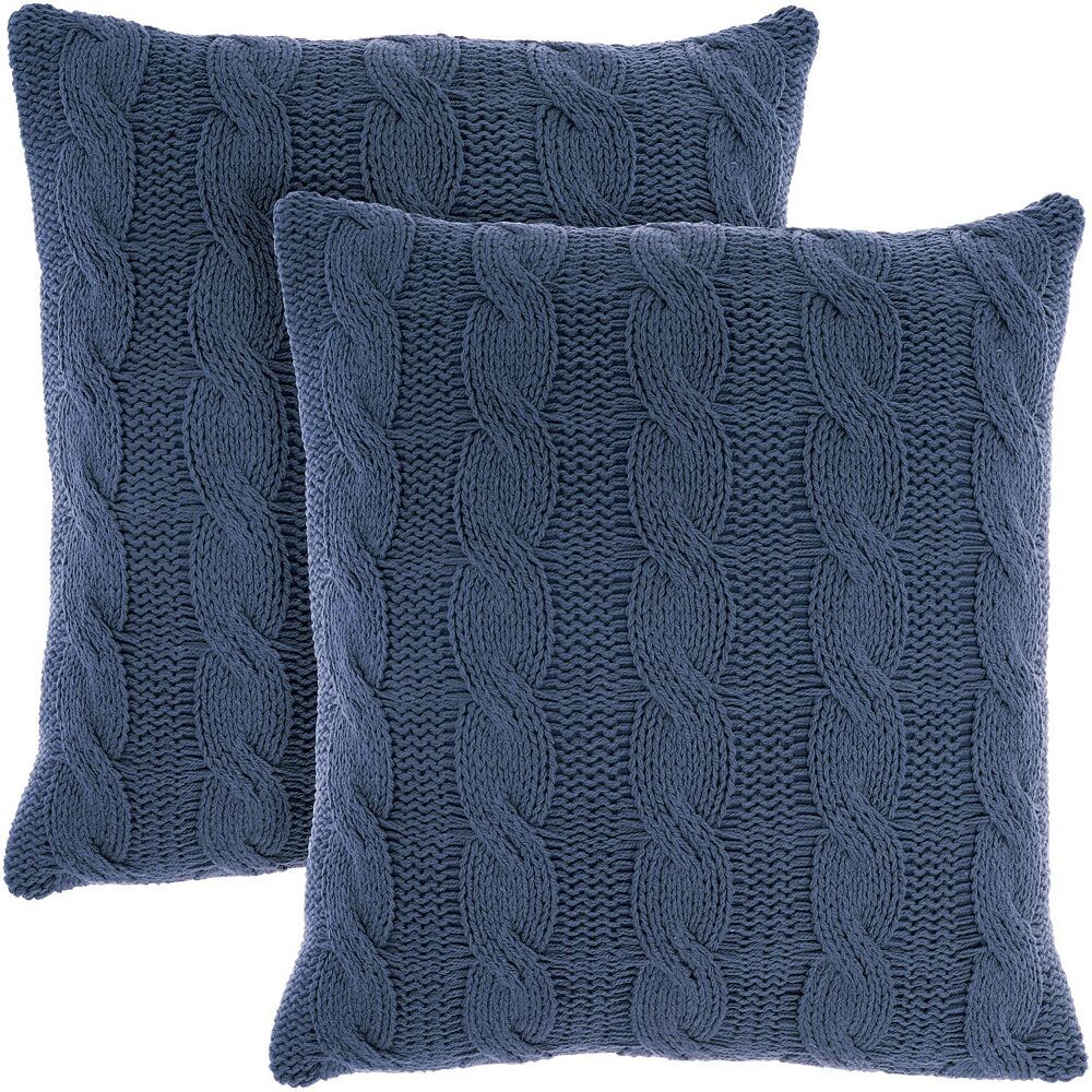 

Набор из 2 хлопковых вязаных декоративных подушек Mina Victory Life Styles для дома RugMarketPlace, темно-синий