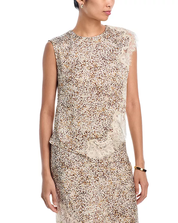 

Топ с кружевной вставкой - эксклюзив Aqua, бежевый