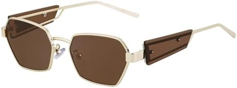 

Солнцезащитные очки в стиле панк 2027 года для женщин, винтажные многоугольные солнцезащитные очки для мужчин, солнцезащитные очки в стиле стимпанк MTZJH, C3 Gold Brown