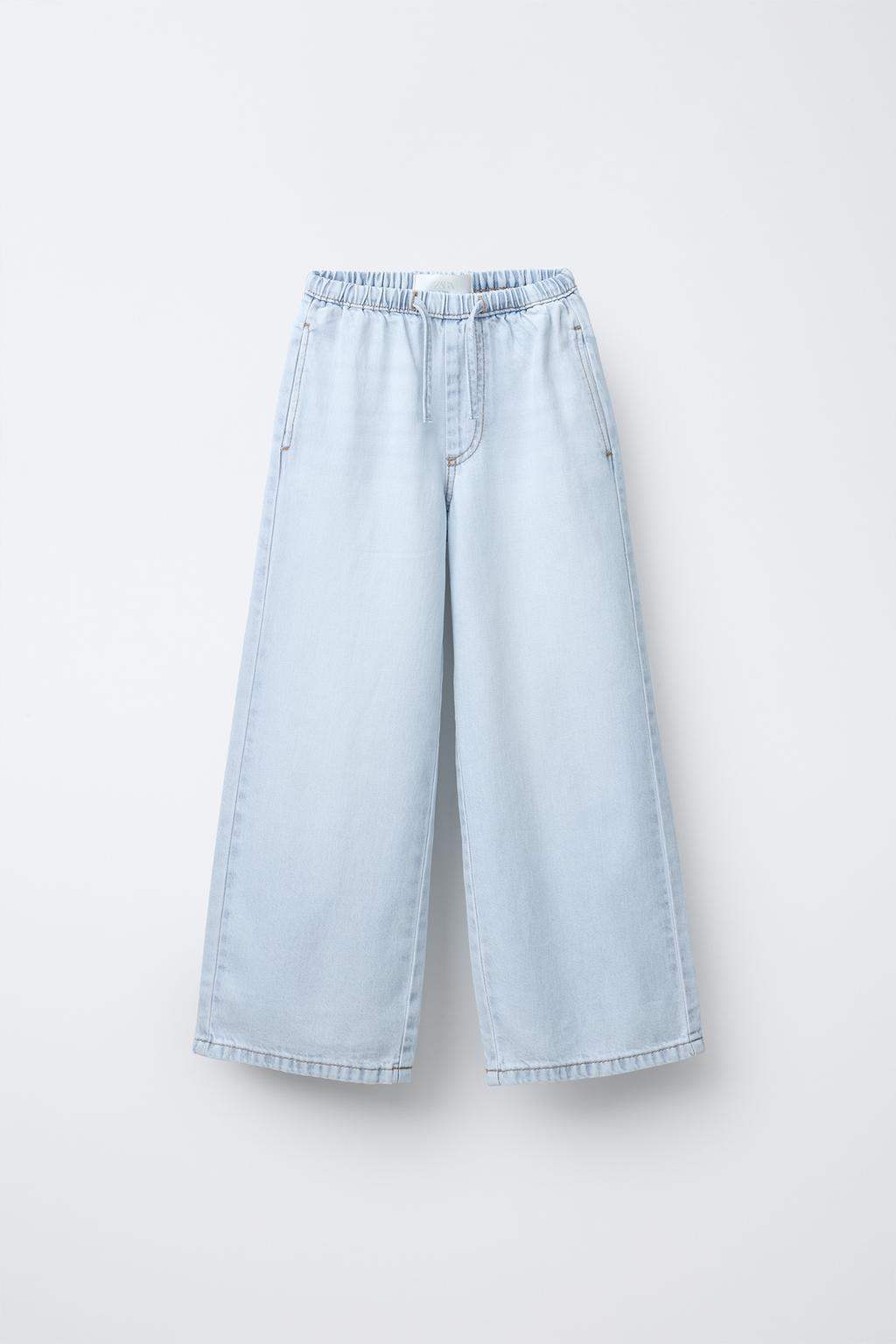 

Широкие джинсы с тонкой талией ZARA, светло-синий