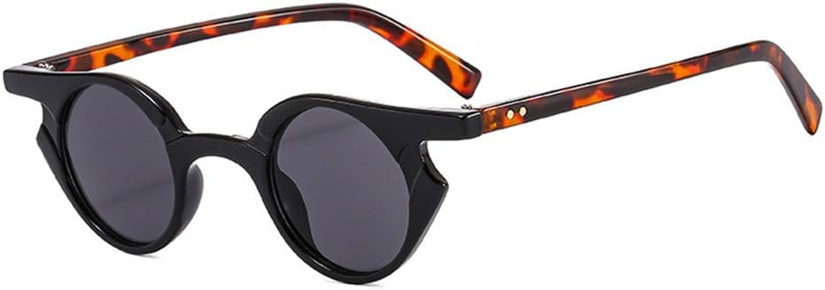 

Солнцезащитные очки UV400 с защитой от УФ-излучения — маленькая оправа «кошачий глаз», заклепки, панк-стиль, круглые линзы, для женщин и мужчин, для бега и активного отдыха UYPTK, Black Leopard Grey